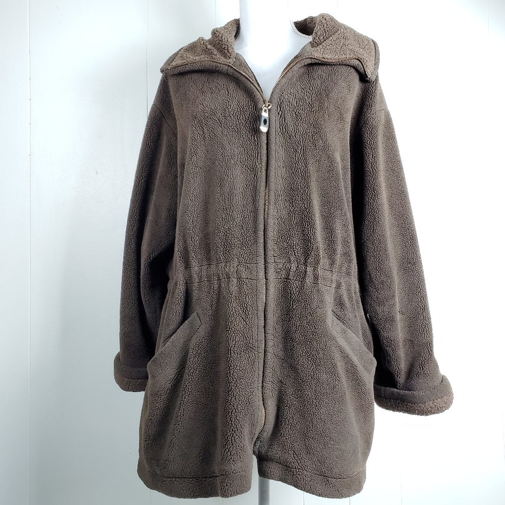 Talbots brown fleece coat size large - Picture 10 of 10